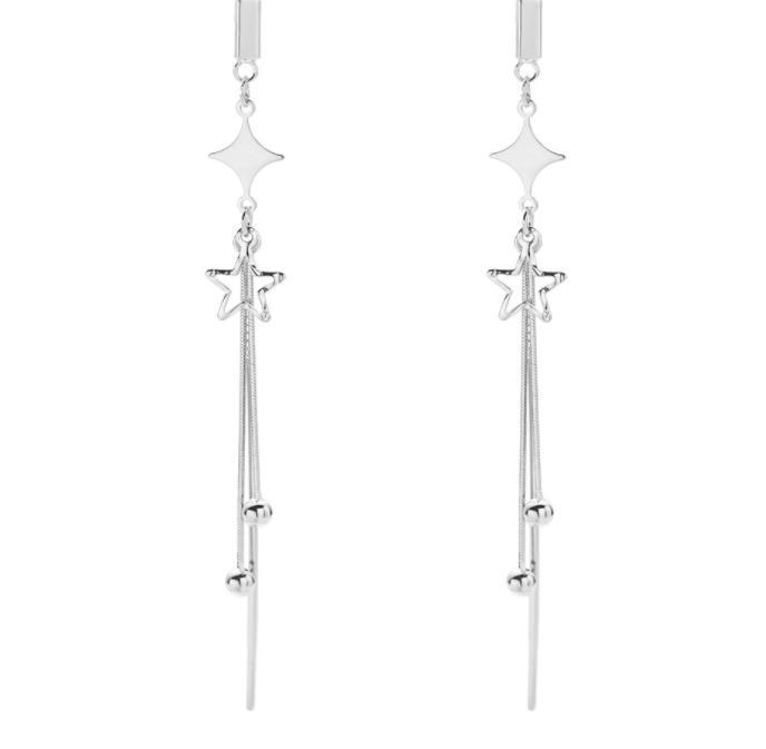 Star Tassel 925 Sterling Silver Gold Plated Pop Earrings