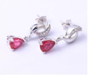 Precious Ruby 925 Sterling Silver Plated Fashion Earrings