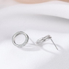 Simple Moissanite Circle 925 Sterling Silver Plated Women's Cute Earrings