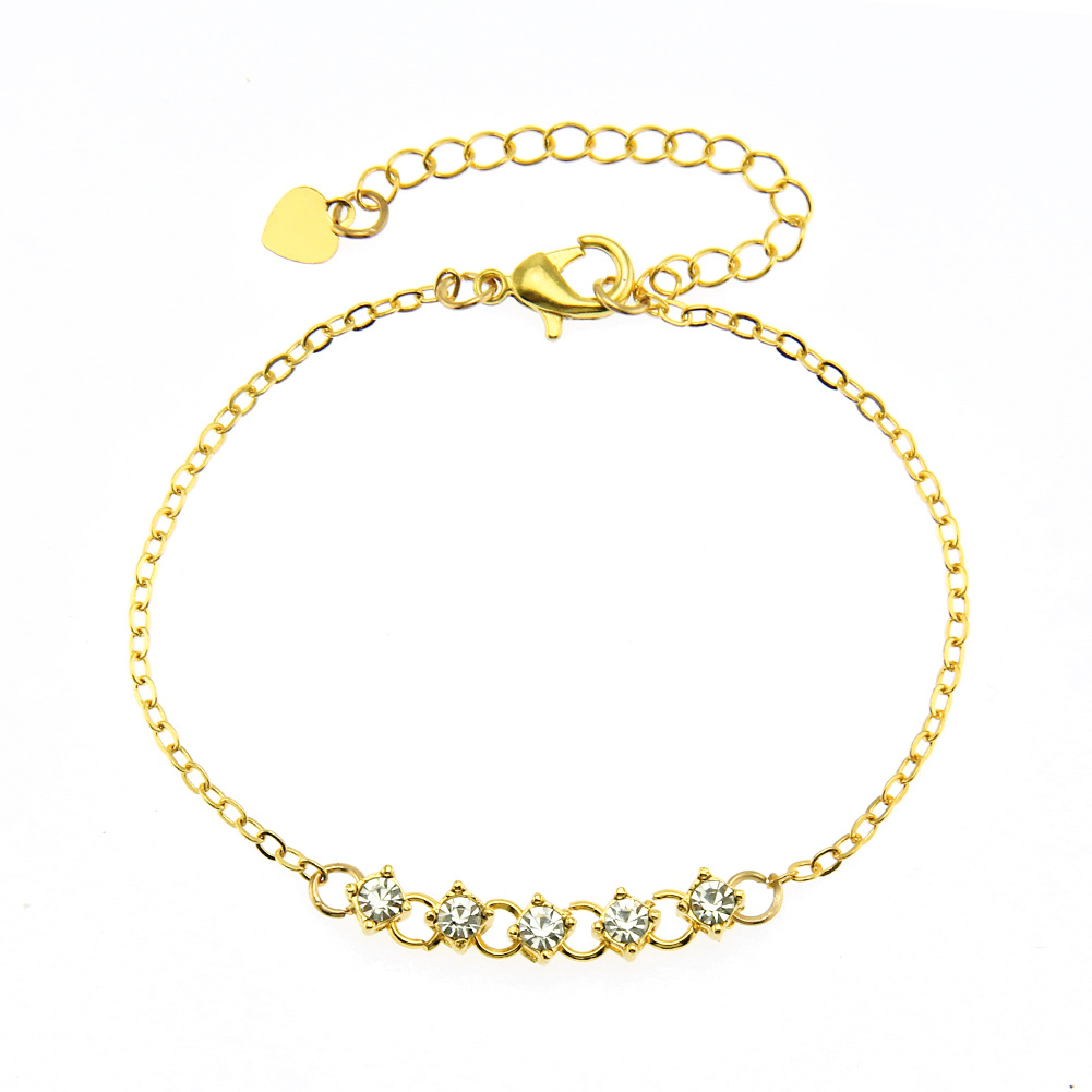 Fashion Hollow Rhinestone Claw Chain Bracelet Simple Bead Winding Bracelet