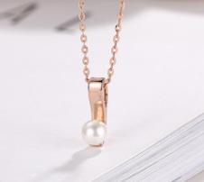 New S925 Pure Silver Simple Fashion Geometric Necklace Female Pearl Set