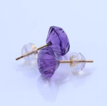 Purple Round Gem Earrings 925 Sterling Silver Gold Plated Round Earrings