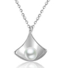 New S925 Silver Geometric Necklace Woman Contracted Pearl Pendant Personality Triangle