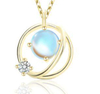 Fashionable New Korean Cosmic Moonstone 925 Silver Necklace Small Fresh Dream Planet