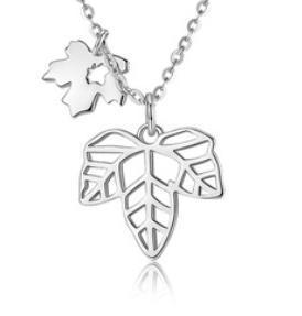 New Maple Leaf S925 Sterling Silver Allergy Resistant Simple Rose Gold Necklace for Women