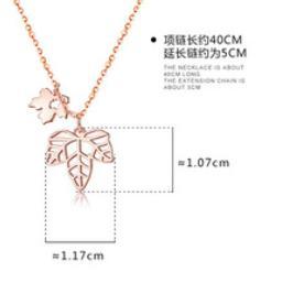 New Maple Leaf S925 Sterling Silver Allergy Resistant Simple Rose Gold Necklace for Women