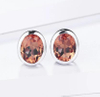 Coffee Oval Gem Earrings 925 Sterling Silver Gold Plating Earrings