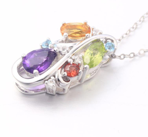 Sterling Silver Pendants Jewelry 925 Colorful Stone