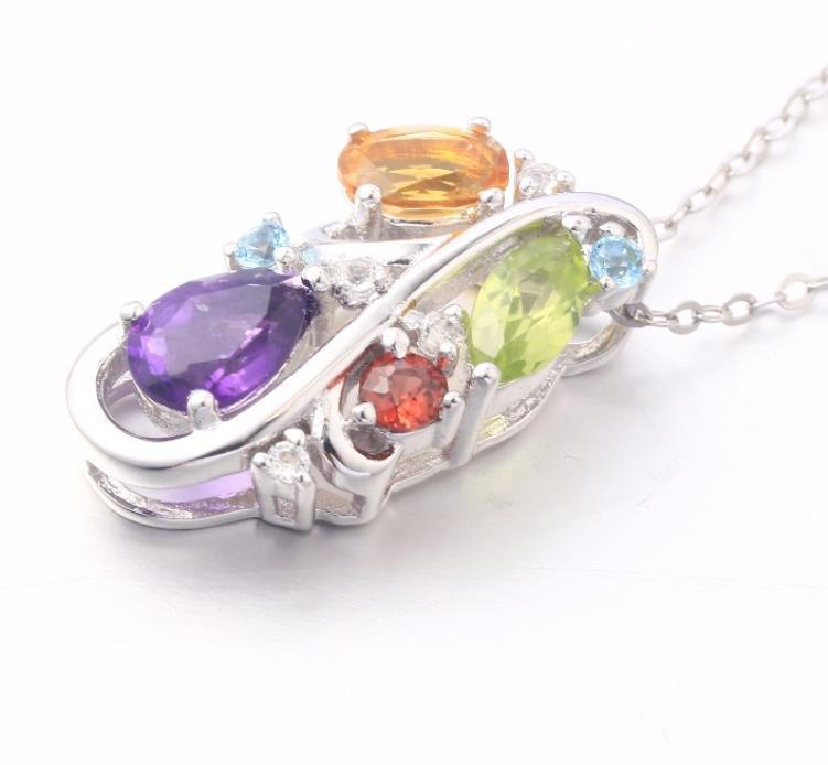 Sterling Silver Pendants Jewelry 925 Colorful Stone