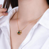 18K Gold Round Emerald Ruby Wedding Engagement Female Pendant Necklace Exquisite Jewelry