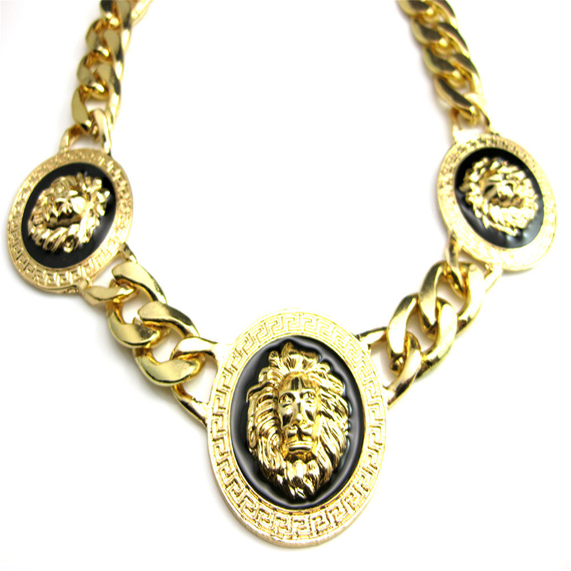 Men's Hip Hop Fashion Jewelry Lion Head Necklace Pendant Jewelry