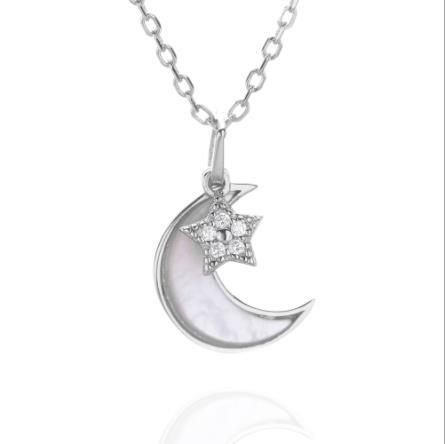 S925 Silver Necklace Star Moon Shell Jewelry Chain Gift Fantasy Moon And Star