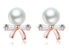 Bow Pearl Metal Earrings 925 Sterling Silver Gold-plated Earrings