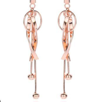 Metal Tassel 925 Sterling Silver Gold Plated Elegant Women's Earrings