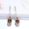 Brown Gem Elegant Water Drop 925 Sterling Silver Gold Plating Earrings