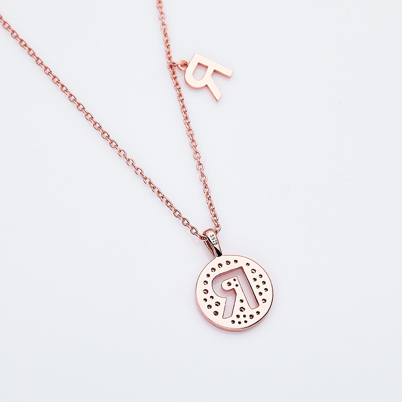 Alphabetic series R Lovely Rose Gold Necklace