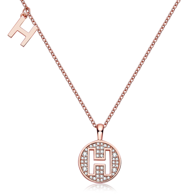 Alphabetic seriesH Lovely Rose Gold Necklace