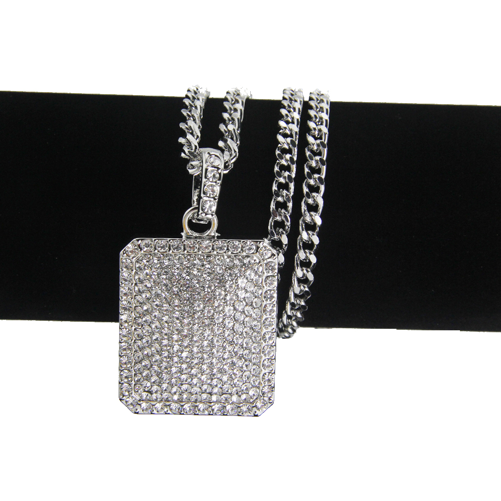 Gold and Silver Diamond square badge Pendant