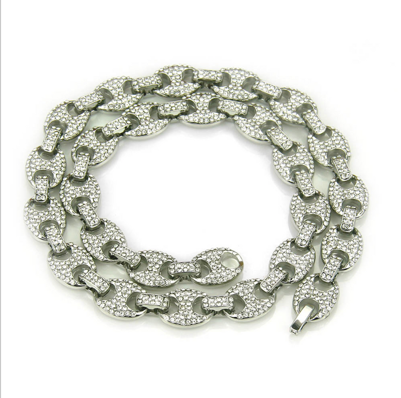 Hip Hop Silver Plated Three Short One Long Cuban Link