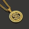 Hip Hop Gold Dollar Pendant Necklace