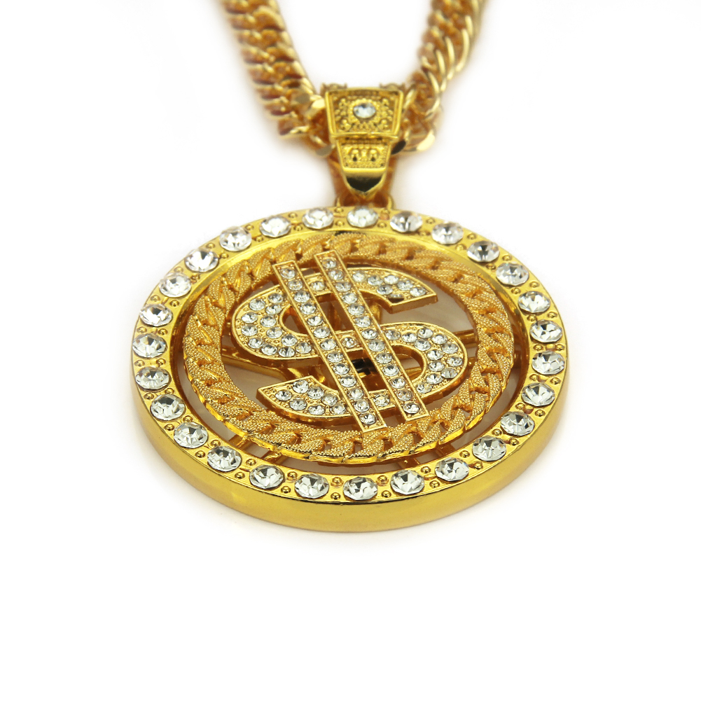 Hip Hop Rotating Dollar Necklace Pendant