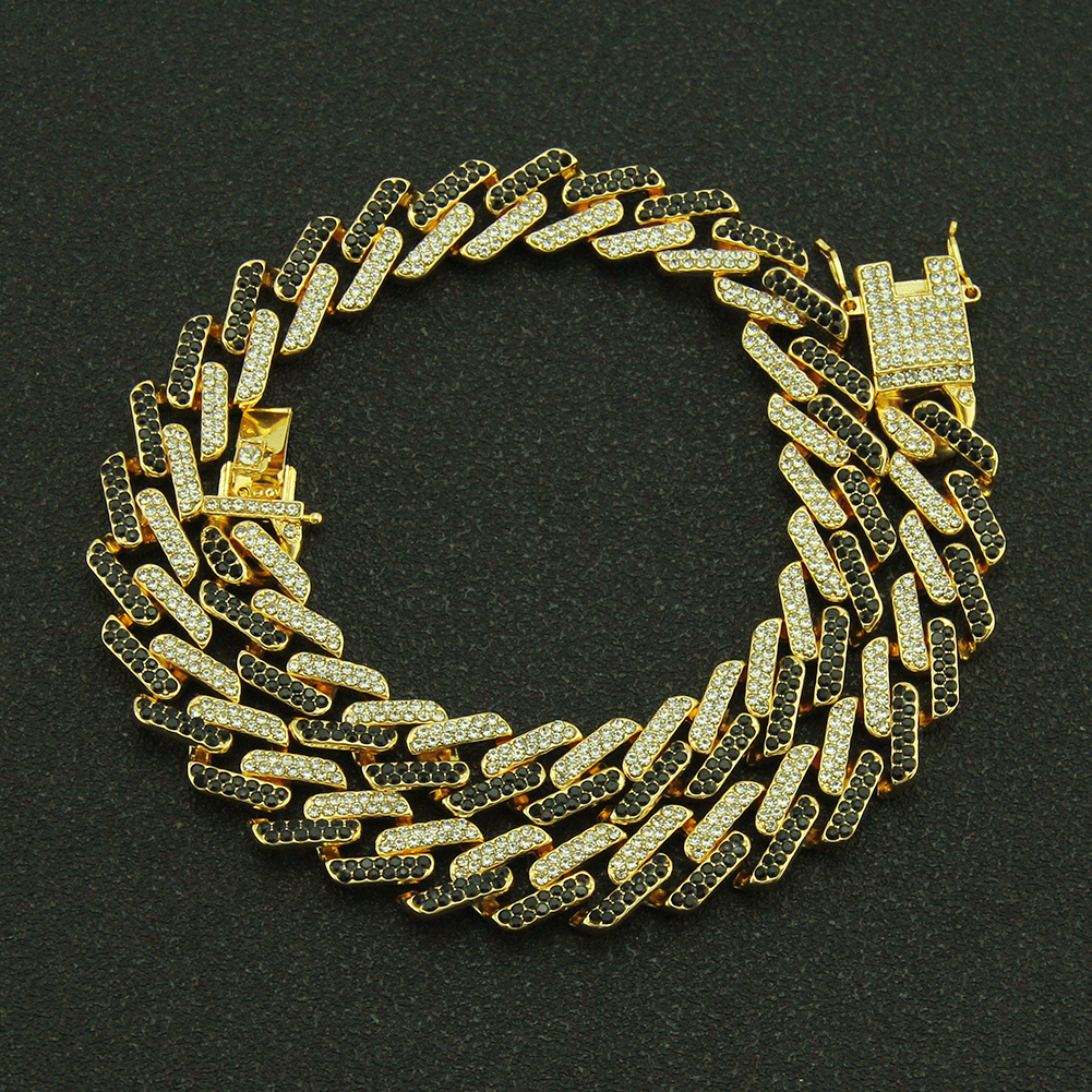  Hip Hop Polychromatic Crystal Combination Cuban Link Necklace