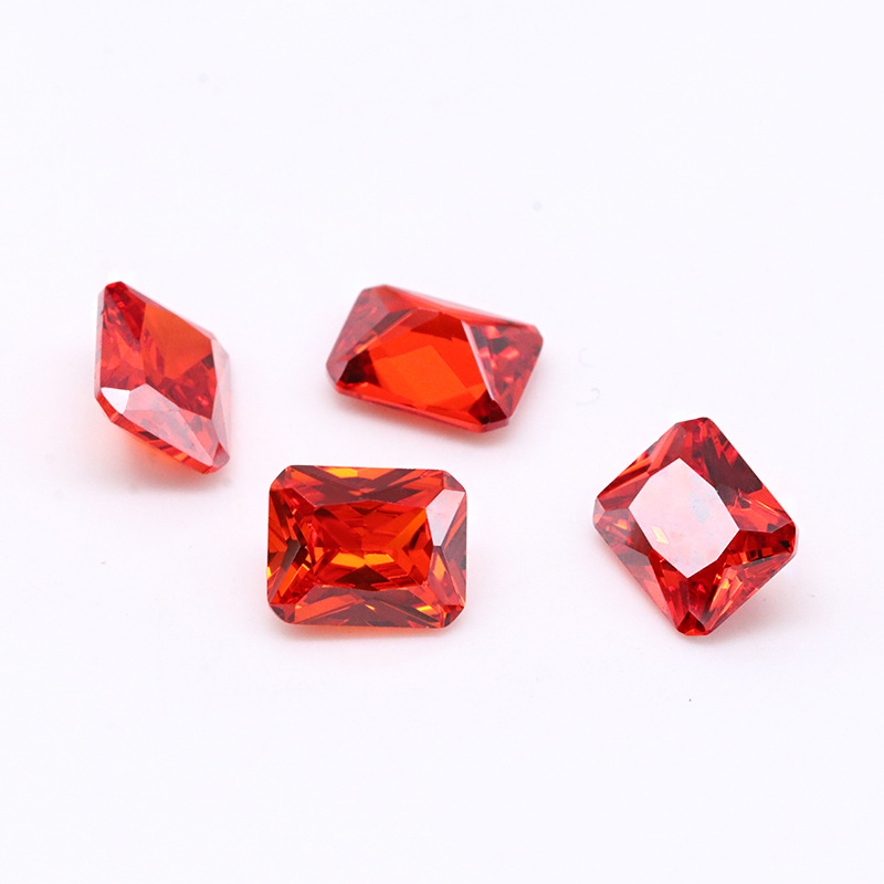 3A Red Bright High Quality Rectangle Cubic Zirconia