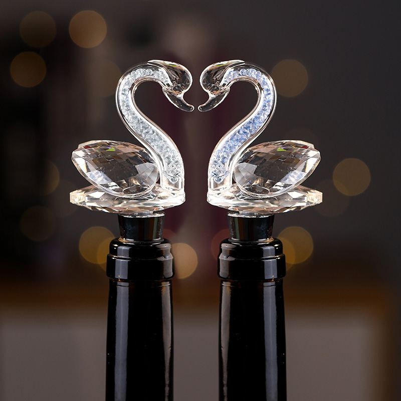 Crystal Swan Wine Stopper Wine Bottle Stopper Crystal Ball Bear Wine Bottle Stopper Home Creative Seal Stopper Wholesale