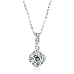 Anniversary Gift 925 Sterling Silver Plated 14K Platinum Moissanite Necklace