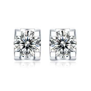 Classic Square 925 Sterling Silver Gold Plated Elegant Earrings