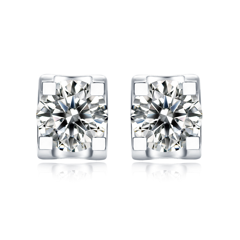 Classic Square 925 Sterling Silver Gold Plated Elegant Earrings