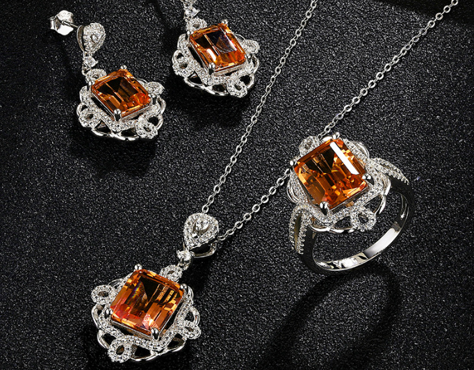 Party-Fashion-Jewelry-Accessories-Square-Diaspore-Necklace-Jewelry-Set0