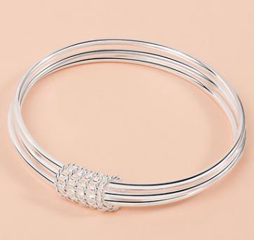 Simple hand Vintage feather leaf personalized S925 Silver Bracelet