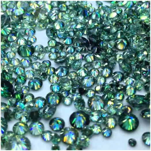 14.0mm Green DEF Round Brilliant Cut Moissanite