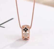 New S925 Silver Necklace Women's Fashion Flower Inlaid Diamond Personalized Simple Chain