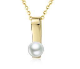 New S925 Pure Silver Simple Fashion Geometric Necklace Female Pearl Set