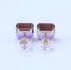 Asscher Purple Colorful Transparent 925 Sterling Silver Gold Plated Earrings