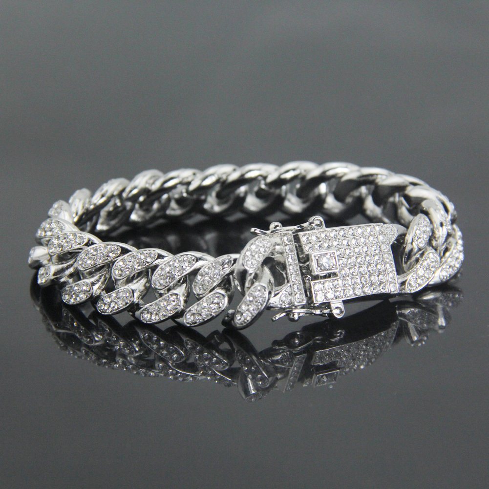 Fashion Hip Hop Jewelry 12mm Thick Micro Shop Shiny Zircon Cuban Men's Bracelet