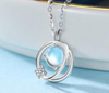 Fashionable New Korean Cosmic Moonstone 925 Silver Necklace Small Fresh Dream Planet