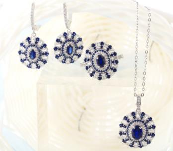 Charm Sapphire 925 Sterling Silver Oval Cut Sapphire Pendant Necklace