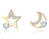 Night Sky Series 925 Sterling Silver Gold-plated Star Moon Earrings