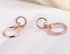 Simple Ring Lock Design 925 Sterling Silver Gold-plated Lovely Gem Earrings