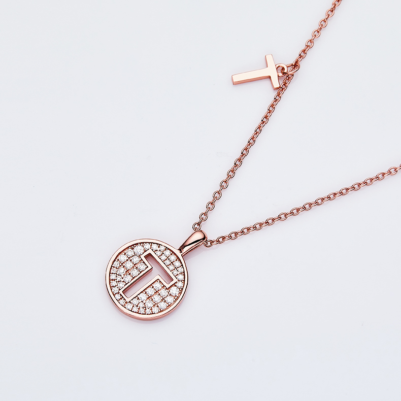 Alphabetic series T Lovely Rose Gold Necklace