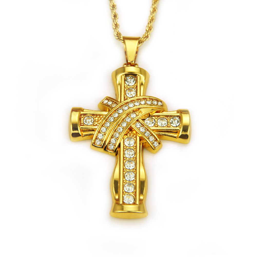 Hip Hop Stereoscopic Cross Pendant Necklace