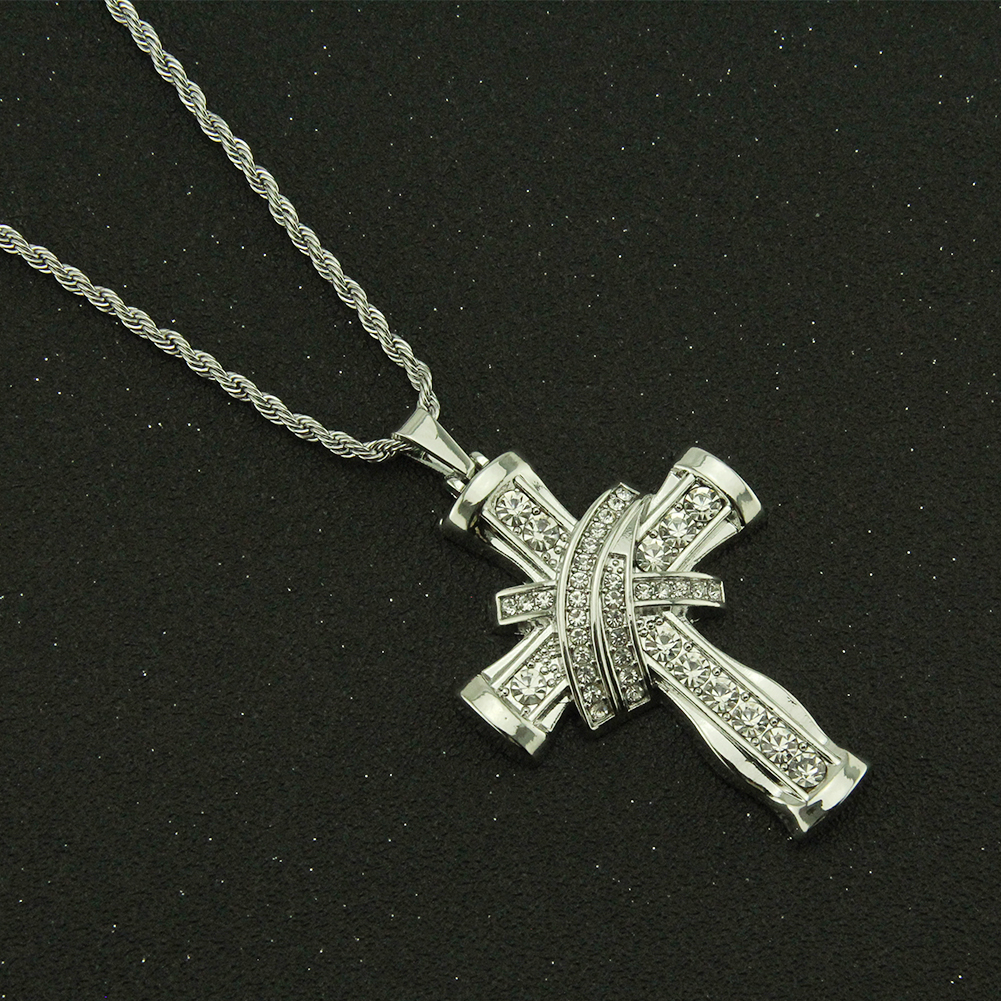 Hip Hop Stereoscopic Cross Pendant Necklace