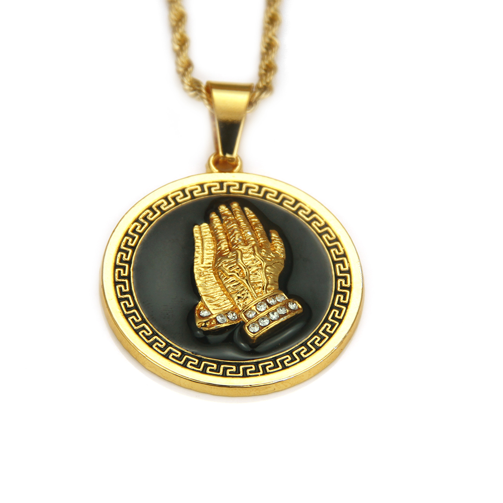 Hip Hop The hand of prayer necklace pendant