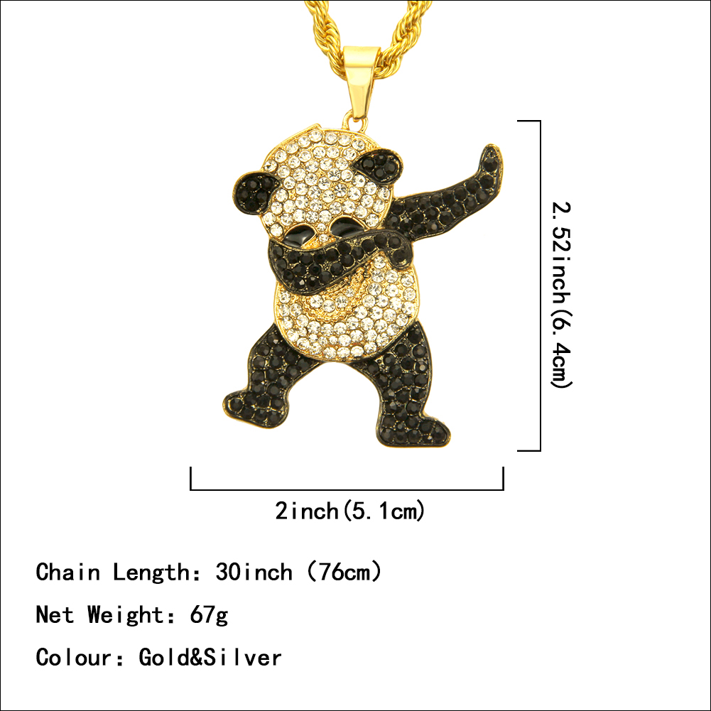 Hip Hop Cute Rock Panda Necklace Pendant