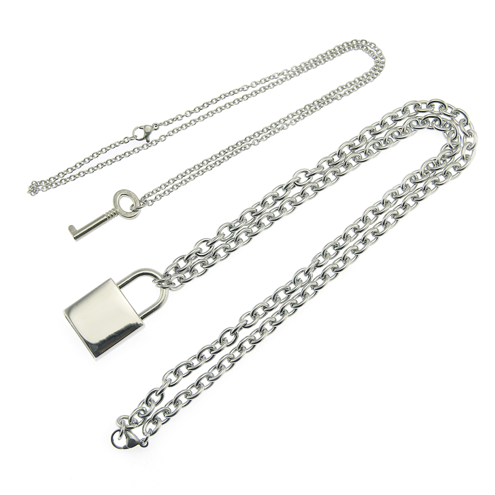 Hip hop combination Necklace lock chain pendant