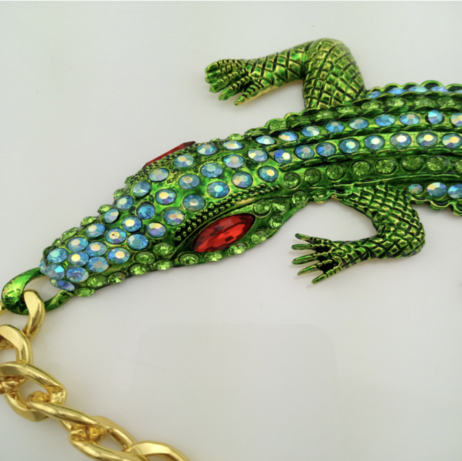 Hip Hop Style Halloween Green Crocodile Necklace Pendant