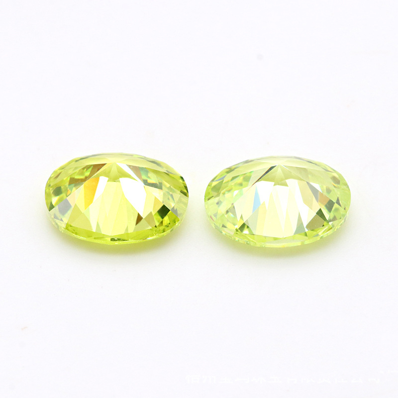 3EX Apple Green 5A Oval Cubic Zirconia